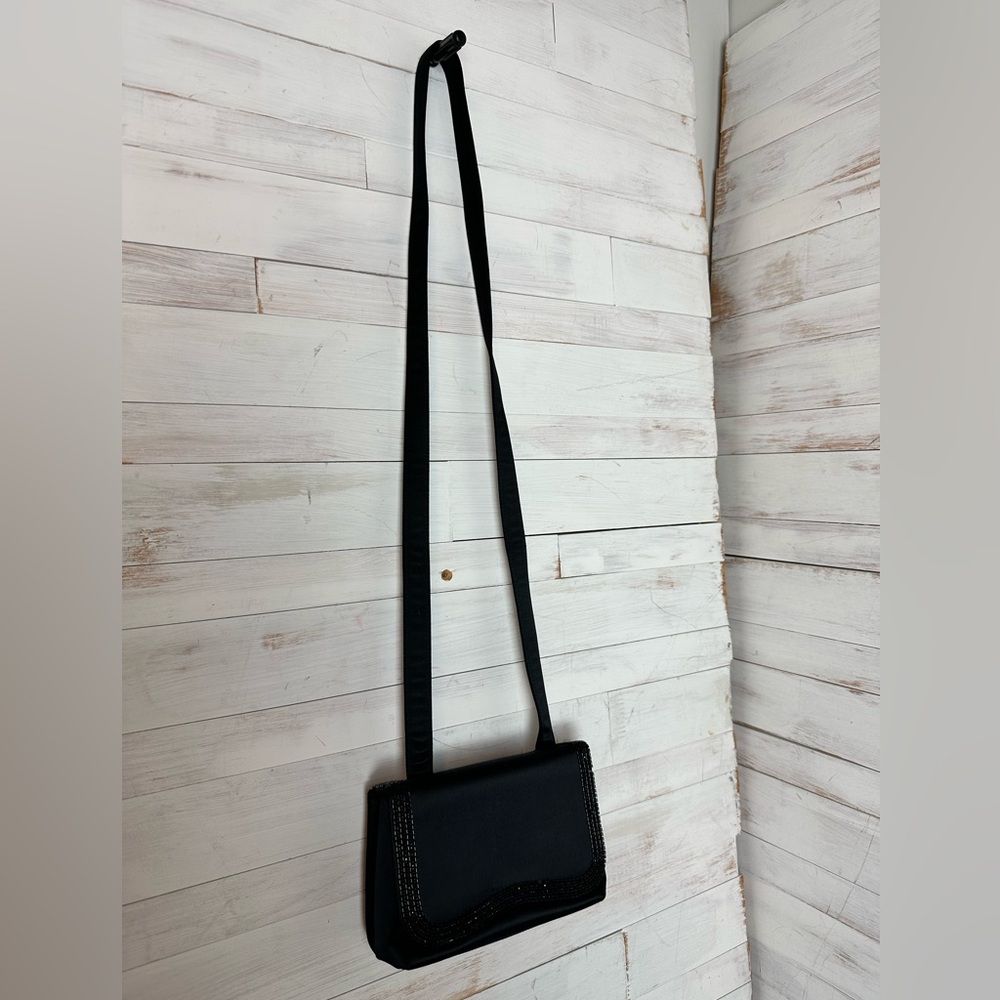 Chanel Vintage Mini Pochette Flap in Black Satin and Beaded